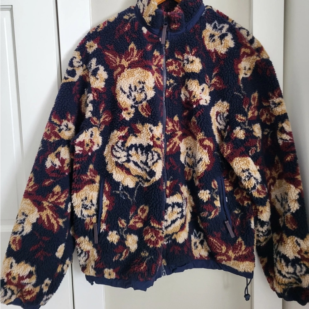 Kith Pinehurst Sherpa Navy and Cream Floral Teddy Jacket, new without tags - Picture 1 of 6